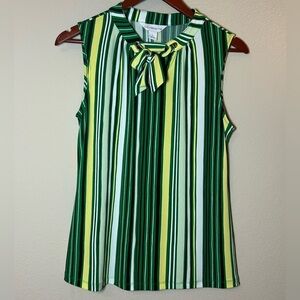 St Patrick’s Day shirt Small Liz Claiborne Womens Green Striped Office Tank Top